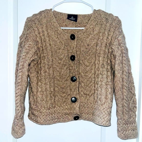 aran Sweaters - Aran Woolen Mills Cropped Wool Cardigan sweater